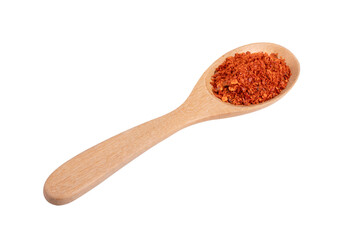 pile of red pepper in wood spoon on transparent png