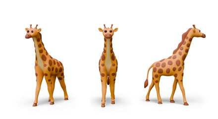 Vector giraffe in realistic style, view from different sides. Wild herbivore © ArtHub007