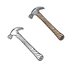 hammer drawing with line art style. Outline. You can change color you want. Vector illustration