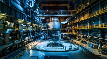 Colossal Nuclear Power Plant with Robotic Maintenance Systems