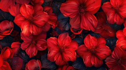 Design with a background of vibrant red flowers