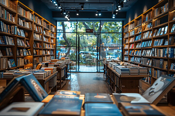 Generative AI - The interior of a modern book store