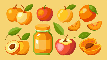 create-a-set-of-9-icons-related-fresh-peach-icon