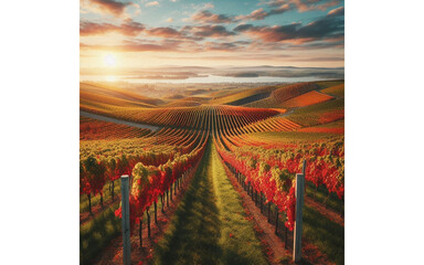 Autumn Vineyard and Rolling Hills