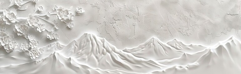 Obraz premium Beautiful mountain 3d relief wallpaper. Mural wallpaper. Wall art. AI generated illustration.