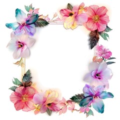 Obraz premium Realistic flowers frames isolated on white background 