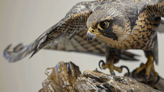 A beautiful saker falcon is sitting on a branch