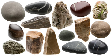  Collection of Stones Isolated on transparent background 