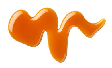 Caramel sauce swirl on white background