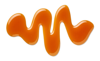 Caramel sauce swirl on white background