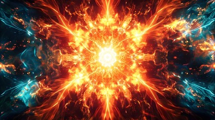 Fototapeta premium Explosive Atomic Kaleidoscope Radiant Abstract Composition Visualizing Nuclear Fission