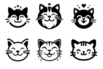 Joyful Cat Head Silhouettes: Vector Art Edition