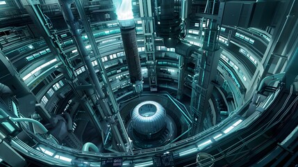 Futuristic Advanced Nuclear Reactor Power Plant with Pulsing Reactor Cores and Intricate Control Systems