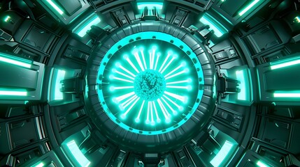 Glowing Uranium Rods Powering a Sleek Nuclear Reactor Generating Sustainable Energy