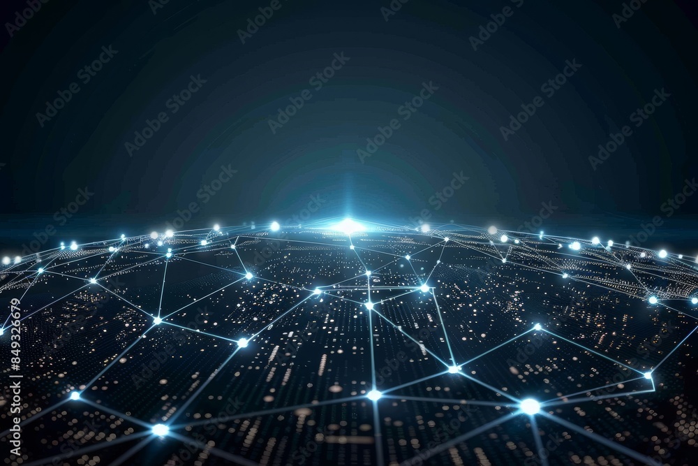 Poster ai network with glowing connections, advanced technology in artificial intelligence, high tech digit