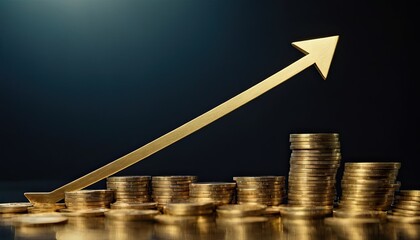 Bitcoin value rising up with green arrow in background BTC crypto prices grow up Concept 3D rendering
