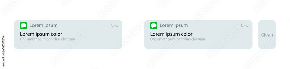 Poster vector illustration of push notification light theme template layout on iphone screen, read or delet