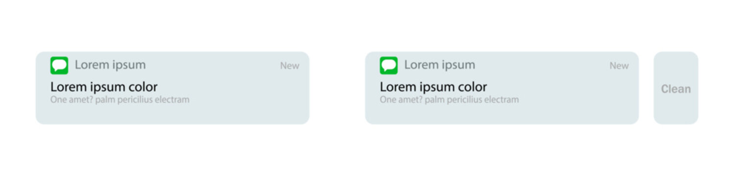 Vector illustration of push notification light theme template layout on iphone screen, read or delete message