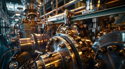 Fototapeta premium Intricate Mechanical Choreography A Glimpse into the Beating Heart of Industrial Majesty