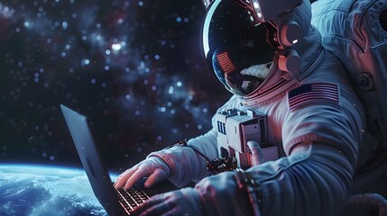 realistic superLaptop computer in space, Astronauts