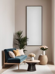 Mockup poster frame in apartment interior background, interior mockup design, frame mockup