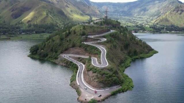 Toba Lake, Samosir, Sibea-bea, North Sumatra, Indonesian, shooting using a drone
