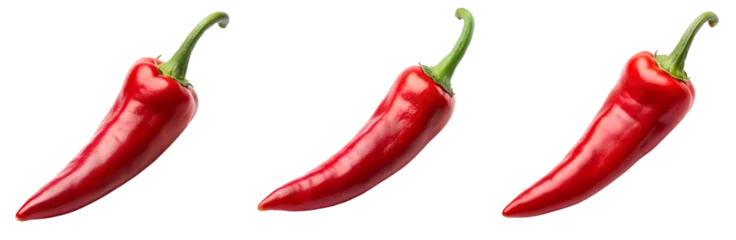 A set of red chili isolated on the transparent background