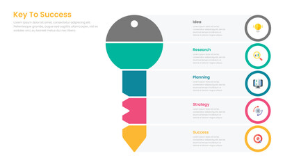 Key to success infographic template design with five steps