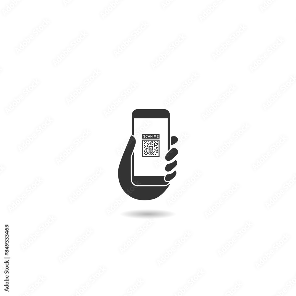 Poster scan me smart phone icon with shadow