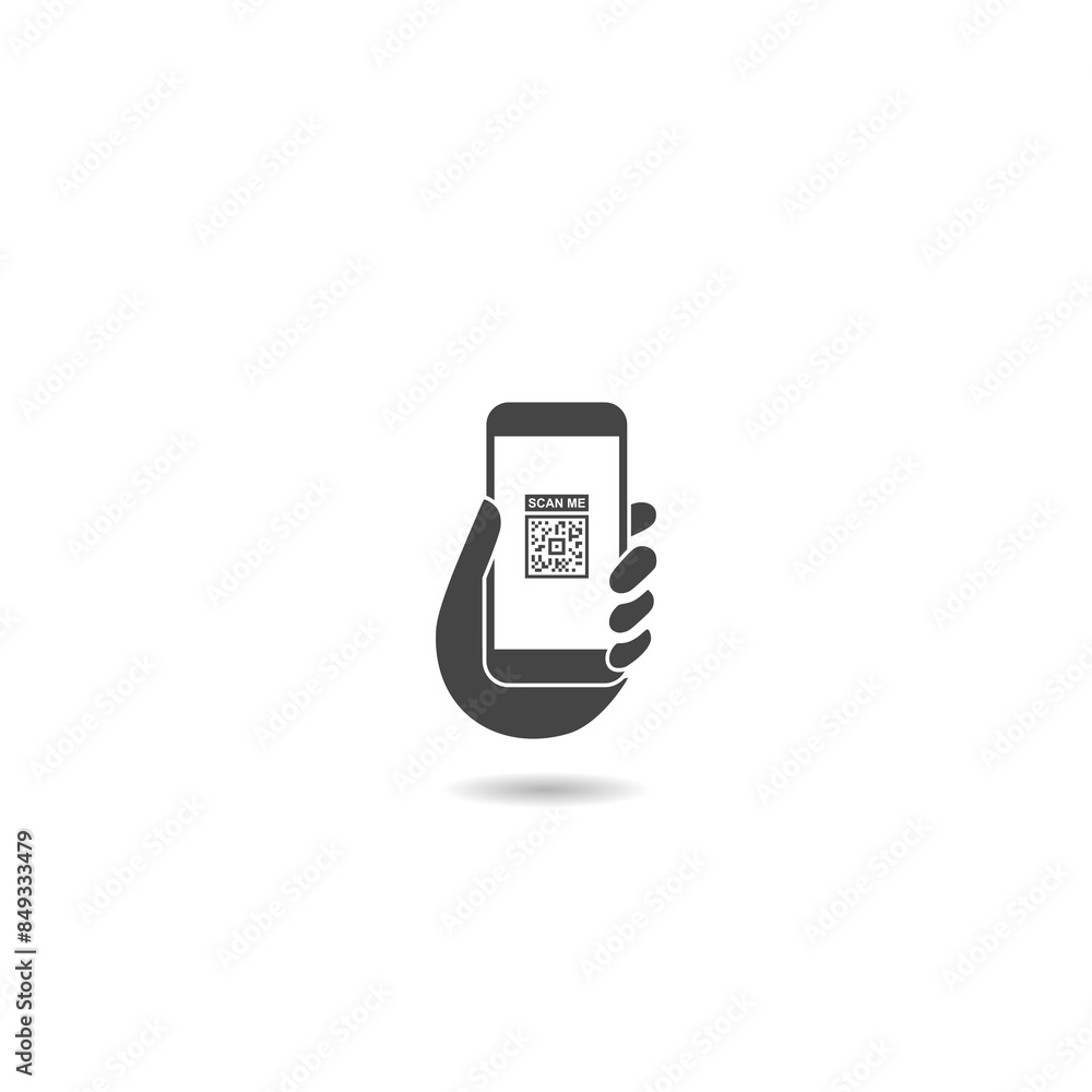 Poster scan me smart phone icon with shadow