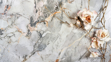 panel wall art marble background with flower design
