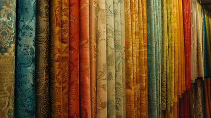 Curtain shop, wallpaper,  the beauty of colorful lines arranged in an orderly manner