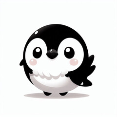 Cute Tiny Bird with Black and White Soft White Scene. Generative AI