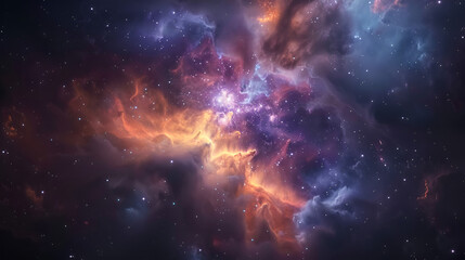 Naklejka premium Colorful Space Galaxy Cloud Nebula with Starry Night Cosmos and Supernova