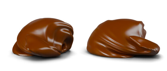 Soft chocolate mass of abstract shape. Thick cream, cocoa butter, spread