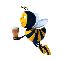 Fun 3D cartoon illustration of a bee