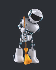 Naklejka premium Fun 3D robot maid doing the cleaning