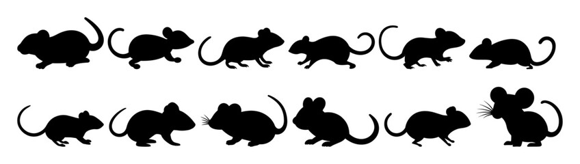 Mouse rat silhouette set vector design big pack of illustration and icon