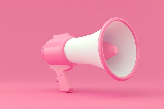 Pink and white megaphone themed speech bubble for cartoon style communication - Powered by Adobe