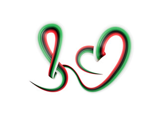 Obraz premium UAE flag in heart Ribbon and awareness ribbon 3d illustration 