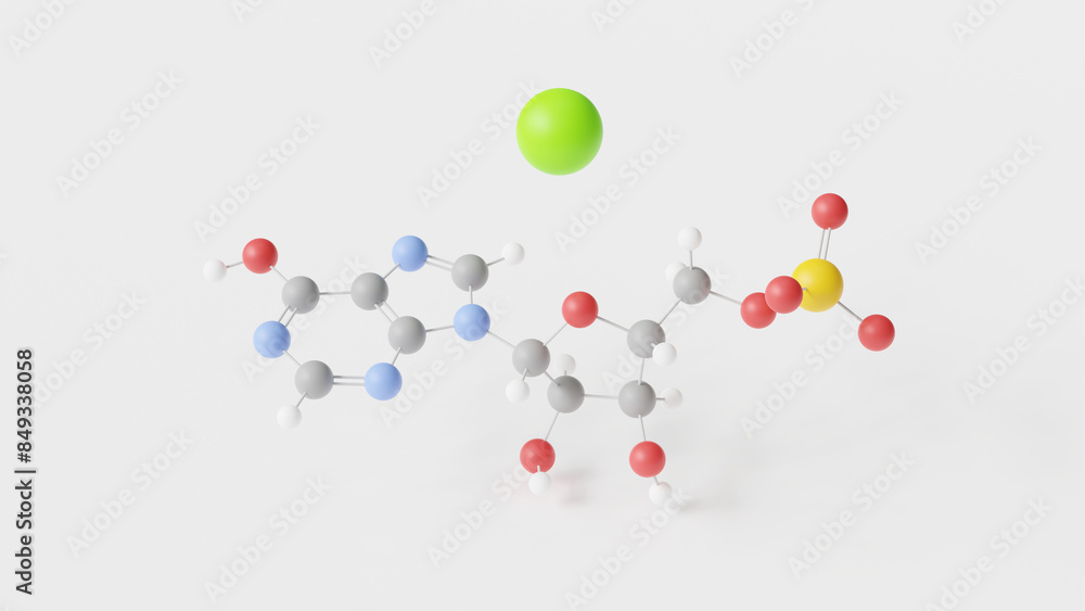 Poster calcium inosinate molecule 3d, molecular structure, ball and stick model, structural chemical formula e633