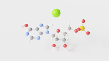 calcium inosinate molecule 3d, molecular structure, ball and stick model, structural chemical formula e633