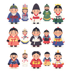Flat Illustration of Korean Patriots in Cute Cartoon Style Representing Independence