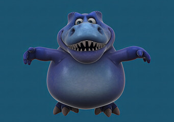 Fun 3D cartoon dinosaur doing fitness © Julien Tromeur