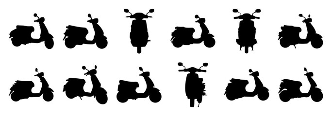 Moped scooter silhouette set vector design big pack of illustration and icon © Catnip