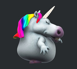 Fun 3D cartoon unicorn dancing © Julien Tromeur
