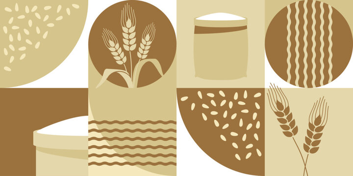 Seamless geometric wheat pattern - flour or bread packaging