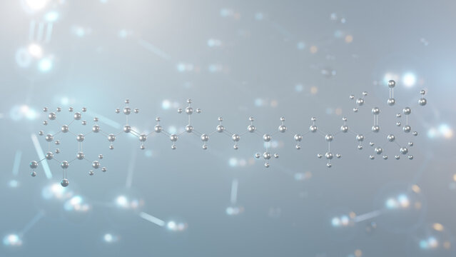 astaxanthin molecular structure, 3d model molecule, terpenes, structural chemical formula view from a microscope