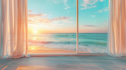 View on the beach at sunset with white sand Generative Ai