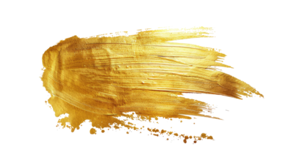 Gold ink brush stroke on a transparent background